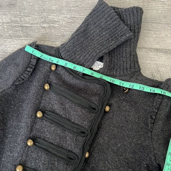 Loft Anna Taylor military gray wool jacket blazer Sz petite medium - Picture 11 of 12